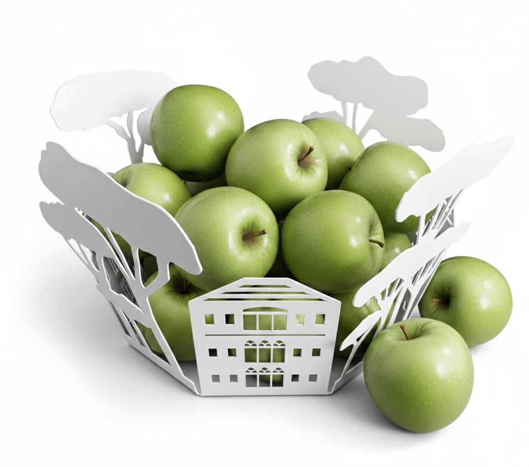 Circular Pine Tree Village Basket